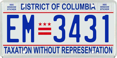 DC license plate EM3431