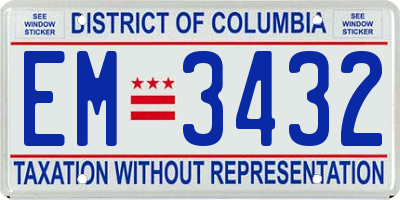 DC license plate EM3432