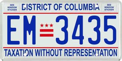 DC license plate EM3435