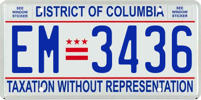 DC license plate EM3436