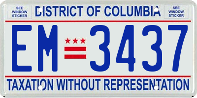 DC license plate EM3437