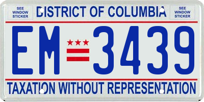 DC license plate EM3439