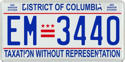 DC license plate EM3440