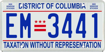 DC license plate EM3441