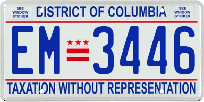 DC license plate EM3446