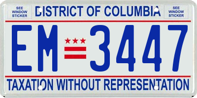 DC license plate EM3447