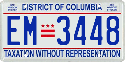 DC license plate EM3448