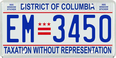 DC license plate EM3450