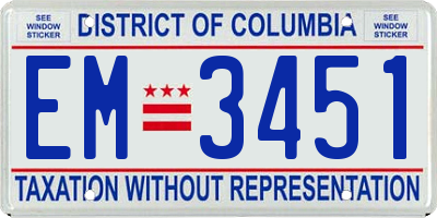 DC license plate EM3451