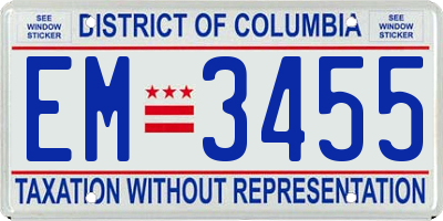 DC license plate EM3455