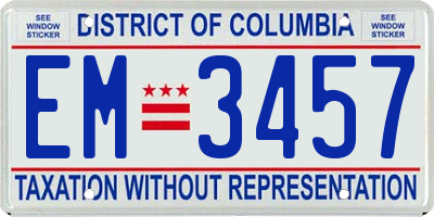 DC license plate EM3457