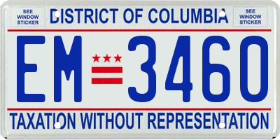 DC license plate EM3460