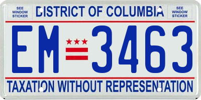 DC license plate EM3463