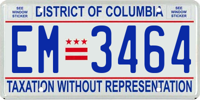 DC license plate EM3464