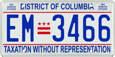 DC license plate EM3466