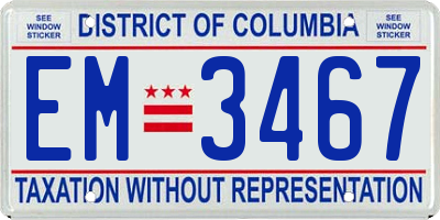 DC license plate EM3467