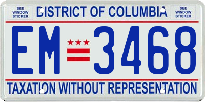 DC license plate EM3468