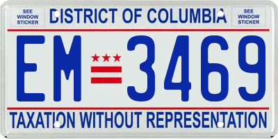 DC license plate EM3469