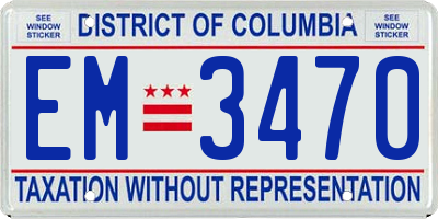 DC license plate EM3470