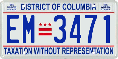 DC license plate EM3471