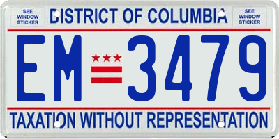 DC license plate EM3479