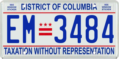 DC license plate EM3484