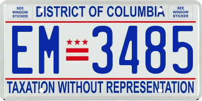 DC license plate EM3485