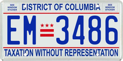 DC license plate EM3486