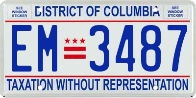 DC license plate EM3487