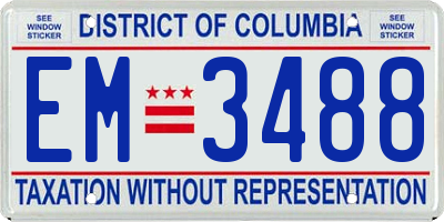 DC license plate EM3488
