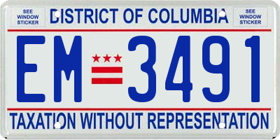 DC license plate EM3491