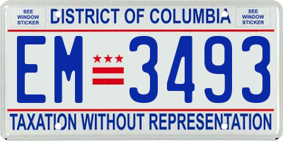 DC license plate EM3493