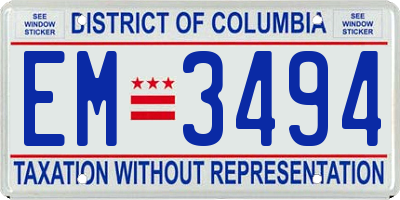 DC license plate EM3494