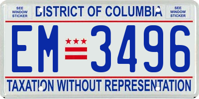 DC license plate EM3496