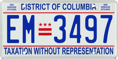 DC license plate EM3497
