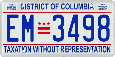 DC license plate EM3498