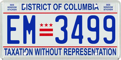DC license plate EM3499