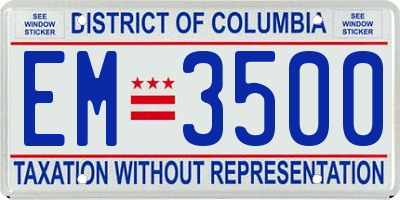 DC license plate EM3500