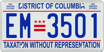 DC license plate EM3501