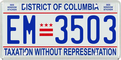 DC license plate EM3503