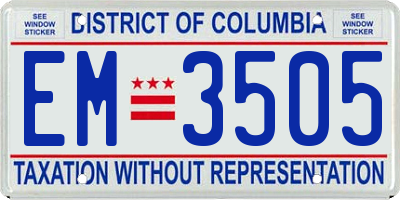 DC license plate EM3505