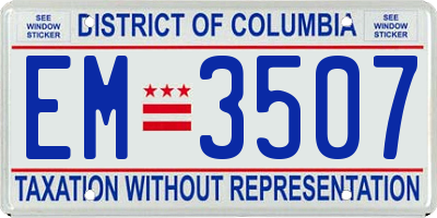 DC license plate EM3507