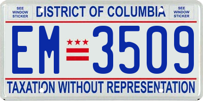 DC license plate EM3509
