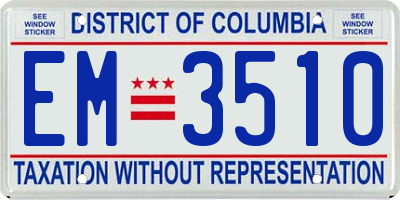 DC license plate EM3510