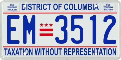 DC license plate EM3512