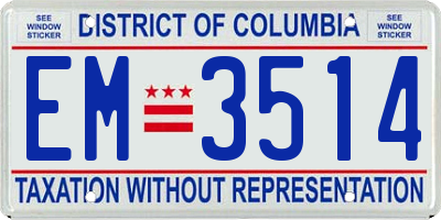 DC license plate EM3514