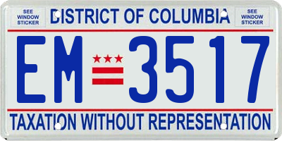 DC license plate EM3517
