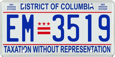 DC license plate EM3519