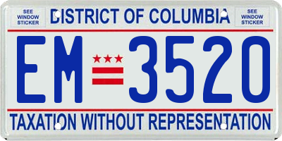 DC license plate EM3520