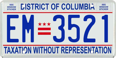 DC license plate EM3521
